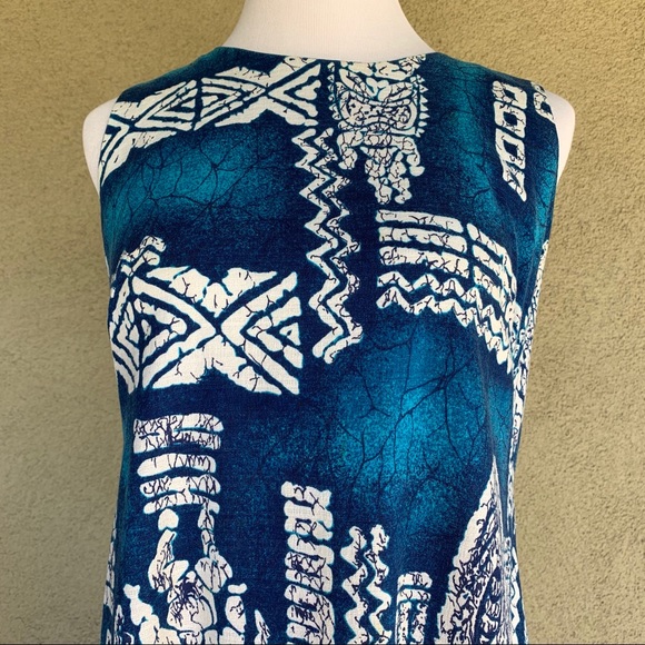 🌺 Vintage Hawaiian Barkcloth Dress & Shirt Set Tikis - Picture 8 of 16